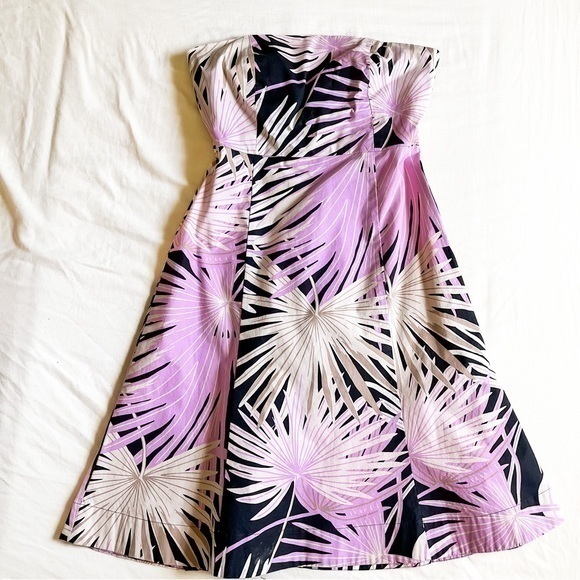 Gap Stretch Women’s Strapless Black and Pink Patterned Dress - Picture 1 of 4